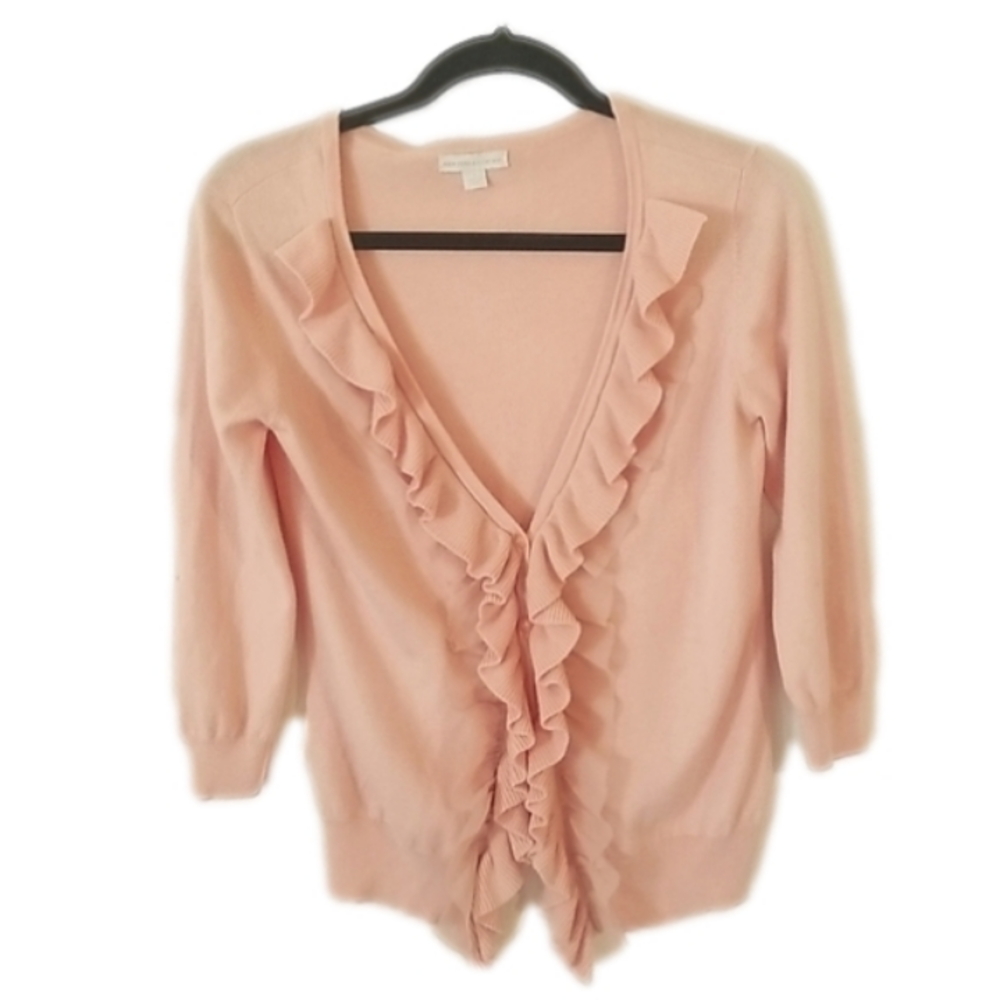New York & Co. **Ruffle Peach Cardigan Sweater**